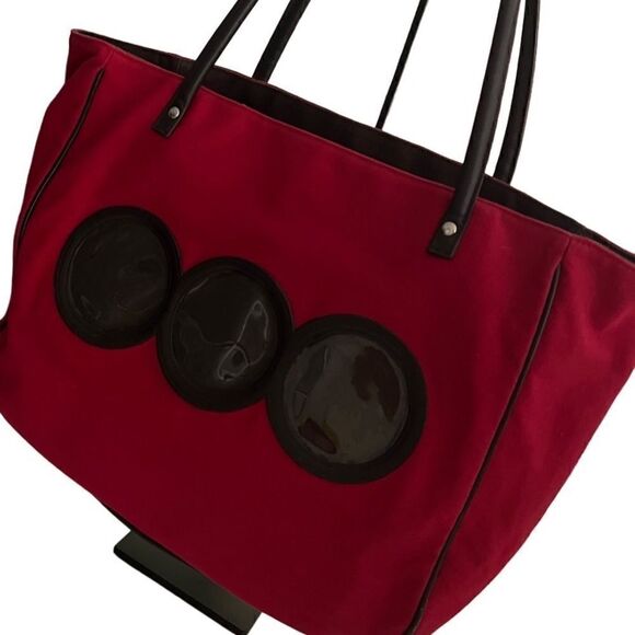 Red Envelope Red and Black Canvas Photo Large Tote - Picture 1 of 15
